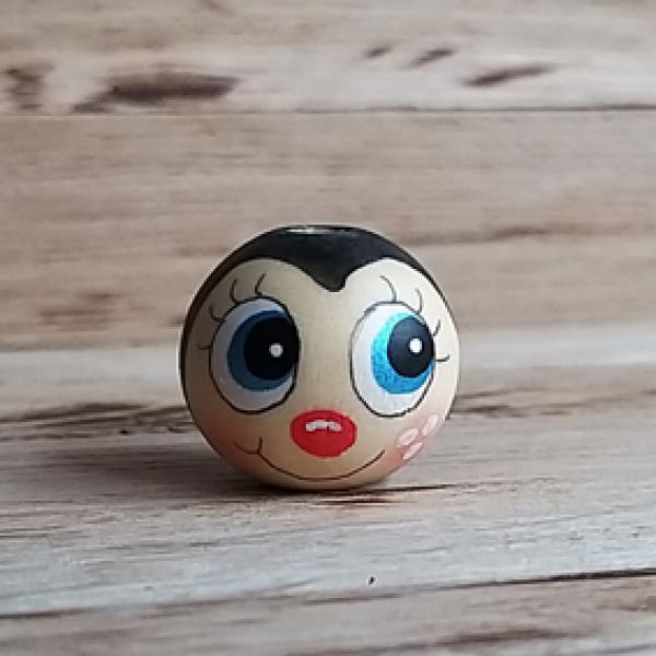 KÄFER SMILE Wimper Holzperle handbemalt schwarz 1